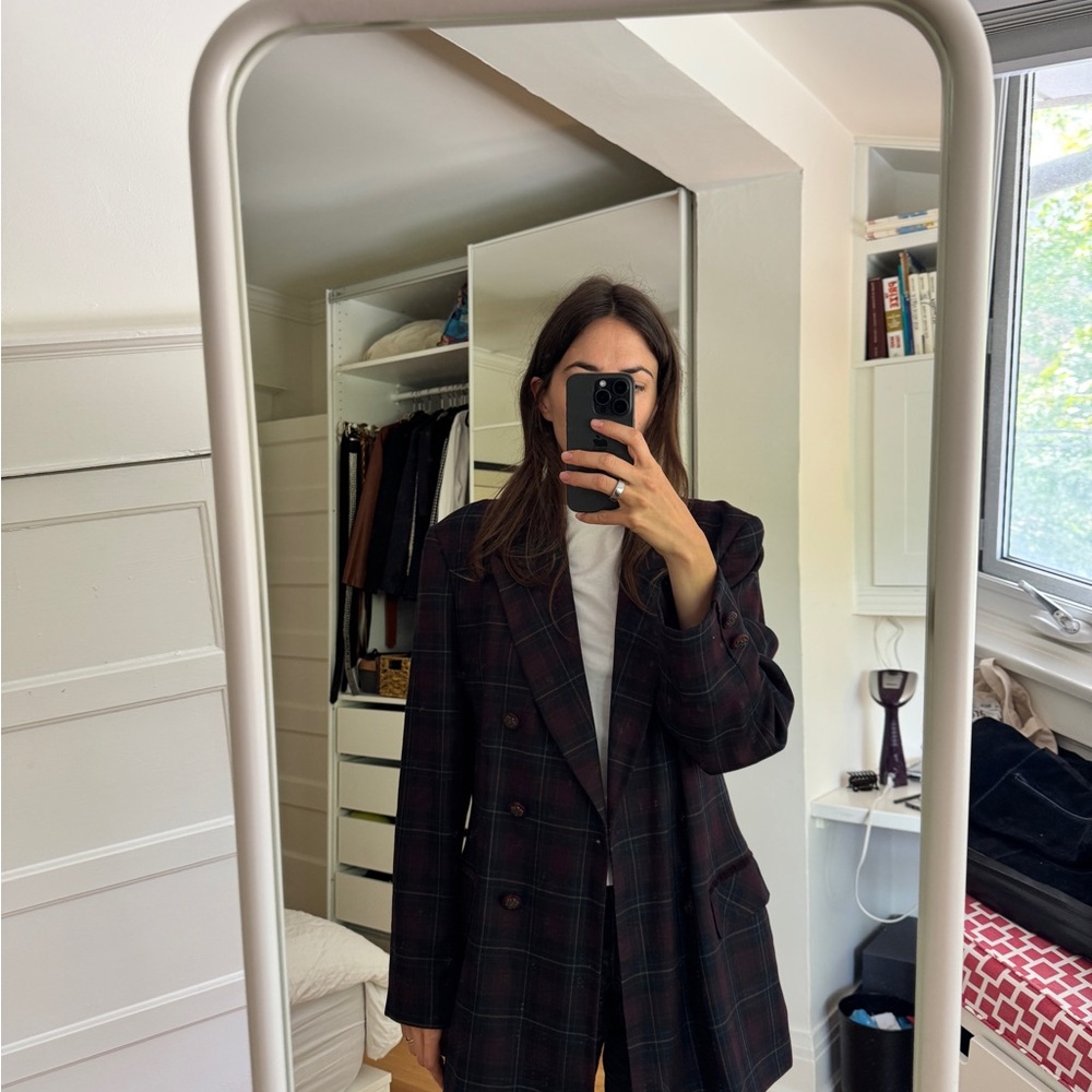 Vintage Wool Burgundy Plaid Blazer - Made in Canada
